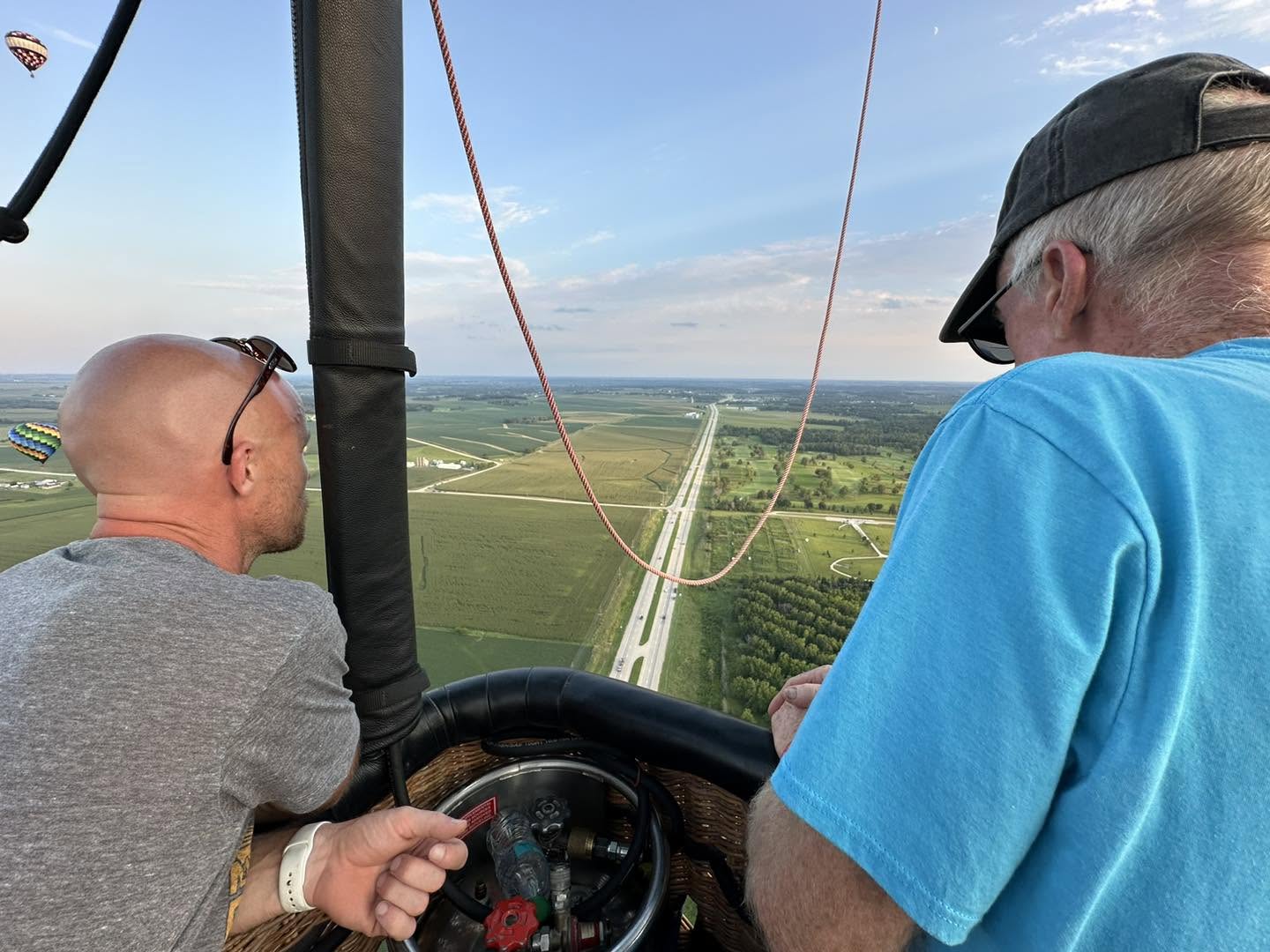 View from the balloon basket during the anniversary flight